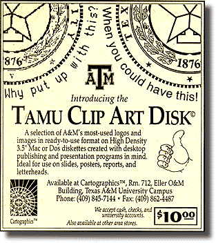 Texas A&mp;M University Clip Art Disk Newspaper Ad Promotion